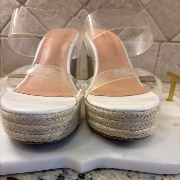 Wedge Jute Hemp Platform Slip-On Clear Strap Sandals 9 1/2 - Picture 3 of 11